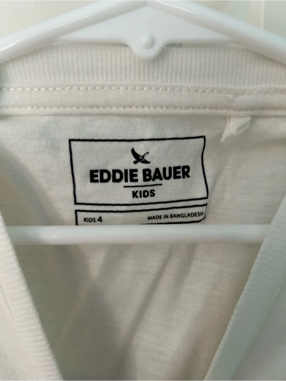Eddie Bauer White Tee with Blue & Yellow Mountain Graphic size 4 nwot